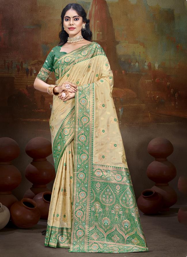 Silk Green Festival Wear Weaving  Saree